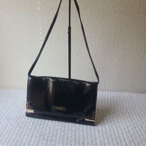 Michael Kors Beverly black patent leather oversized clutch handbag